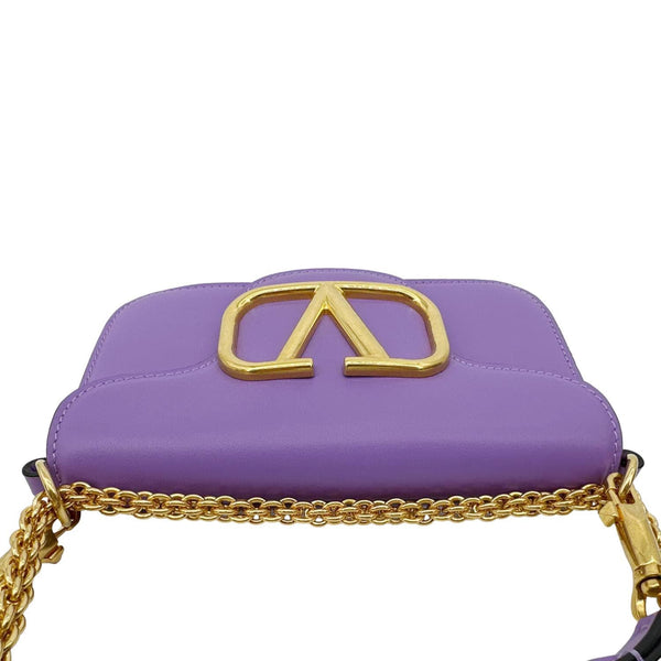 VALENTINO Garavani Loco V Logo Calfskin Leather Shoulder Bag Purple