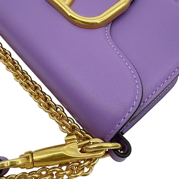 VALENTINO Garavani Loco V Logo Calfskin Leather Shoulder Bag Purple
