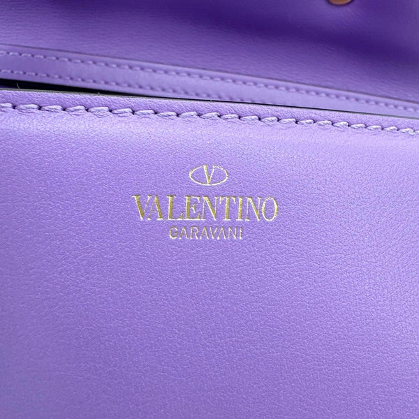 VALENTINO Garavani Loco V Logo Calfskin Leather Shoulder Bag Purple