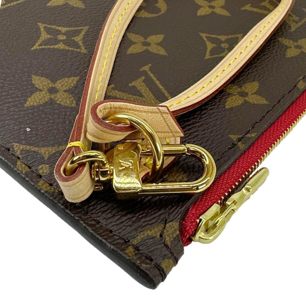 LOUIS VUITTON Neverfull Monogram Canvas Wristlet Pouch Brown