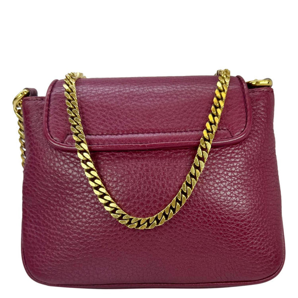 GUCCI 1973 Small Pebbled Leather Chain Crossbody Bag Burgundy 251821