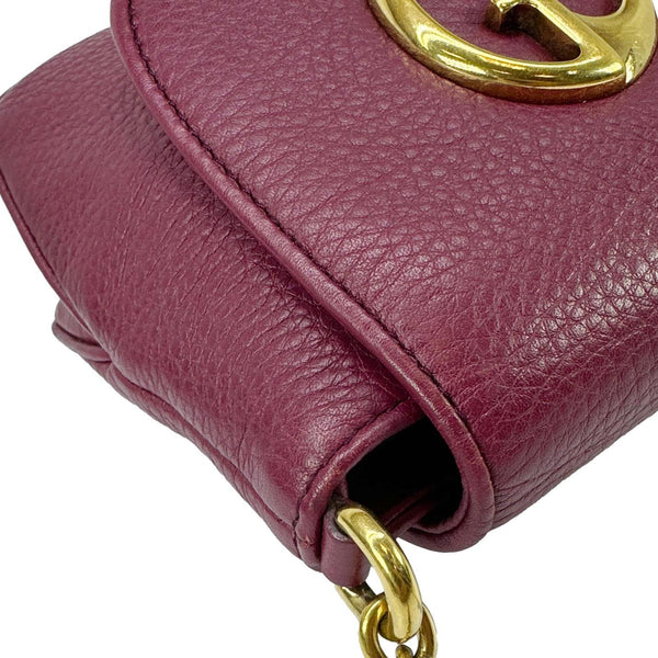 GUCCI 1973 Small Pebbled Leather Chain Crossbody Bag Burgundy 251821