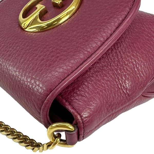GUCCI 1973 Small Pebbled Leather Chain Crossbody Bag Burgundy 251821
