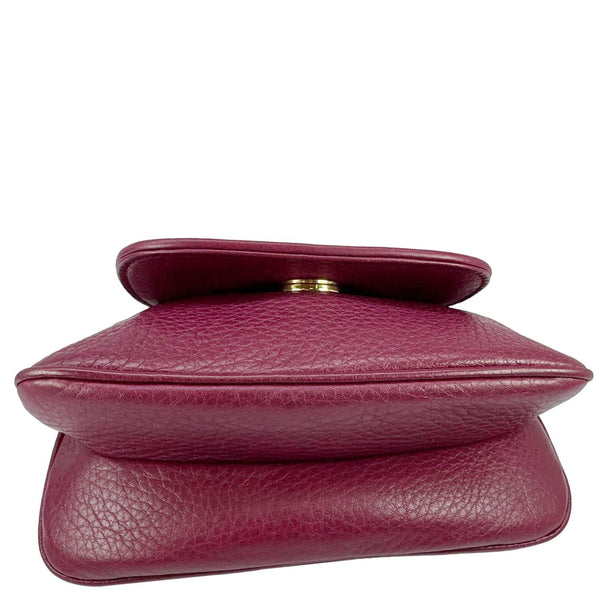 GUCCI 1973 Small Pebbled Leather Chain Crossbody Bag Burgundy 251821