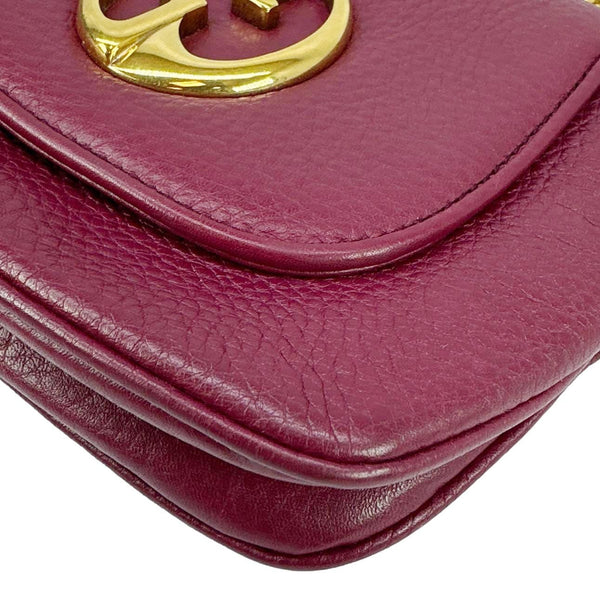 GUCCI 1973 Small Pebbled Leather Chain Crossbody Bag Burgundy 251821