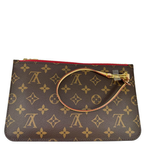 LOUIS VUITTON Neverfull Wristlet Monogram Canvas Pouch Brown