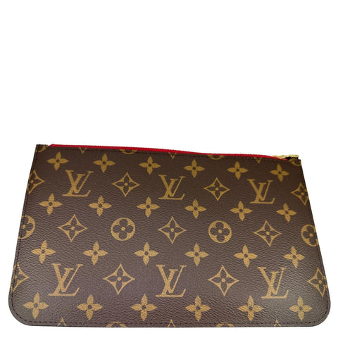 LOUIS VUITTON Neverfull Wristlet Monogram Canvas Pouch Brown
