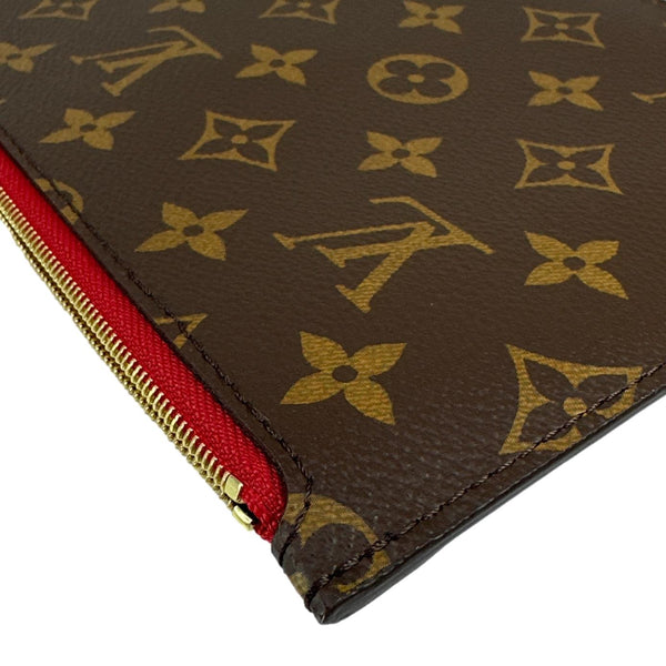 LOUIS VUITTON Neverfull Wristlet Monogram Canvas Pouch Brown