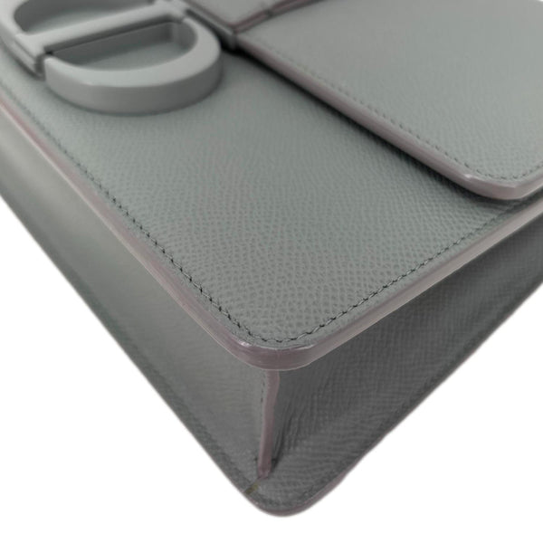 CHRISTIAN DIOR 30 Montaigne Flap Grained Calfskin Leather Crossbody Bag Grey