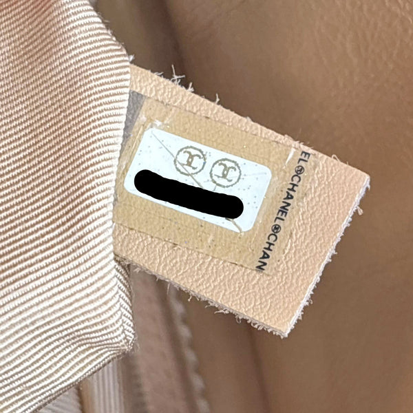 CHANEL Petite Timeless Quilted Caviar Leather Tote Bag Beige