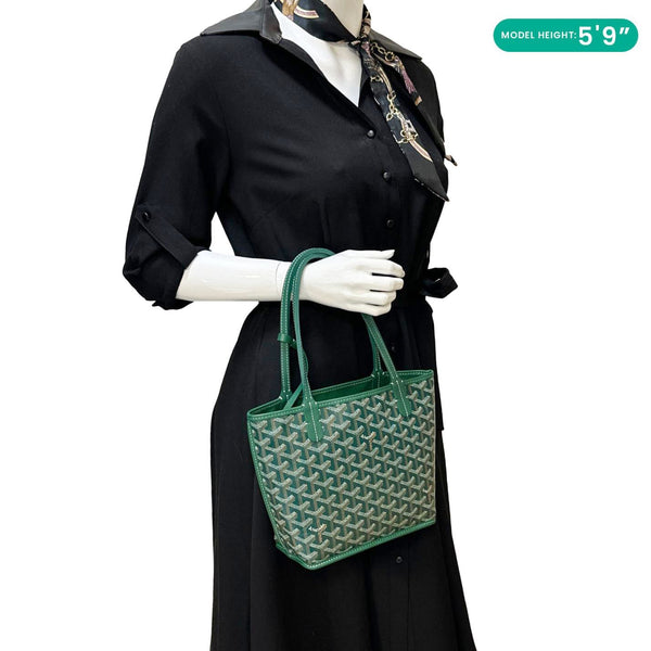 Goyard Anjou Mini Canvas Tote Shoulder Bag Green