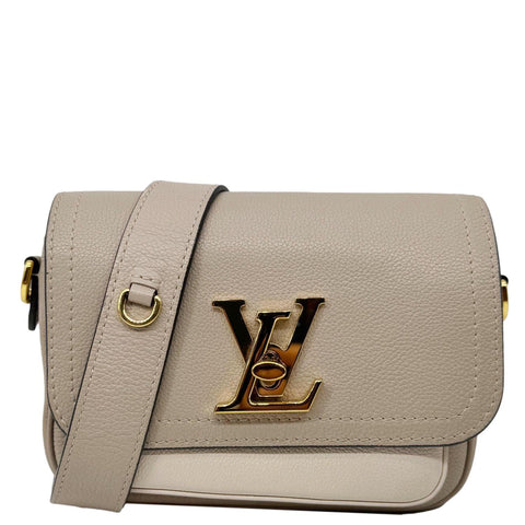 LOUIS VUITTON Lockme Tender Grained Calfskin Leather Shoulder Bag Greige