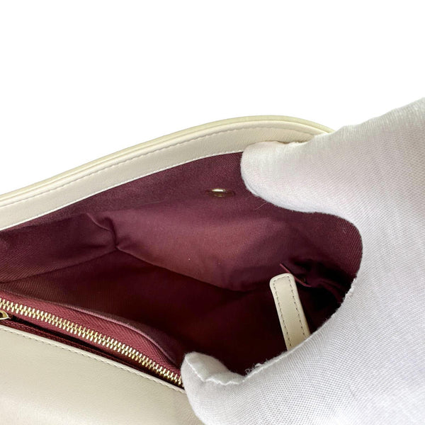 CHANEL Coco Flap Chevron Stitched Leather Shoulder Bag Beige