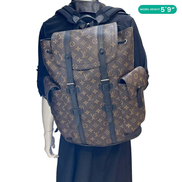 LOUIS VUITTON Christopher Monogram Macassar Canvas Backpack Bag Brown