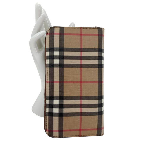 BURBERRY Vintage Check Canvas Zip Around Wallet Beige