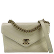 CHANEL Coco Flap Chevron Stitched Leather Shoulder Bag Beige