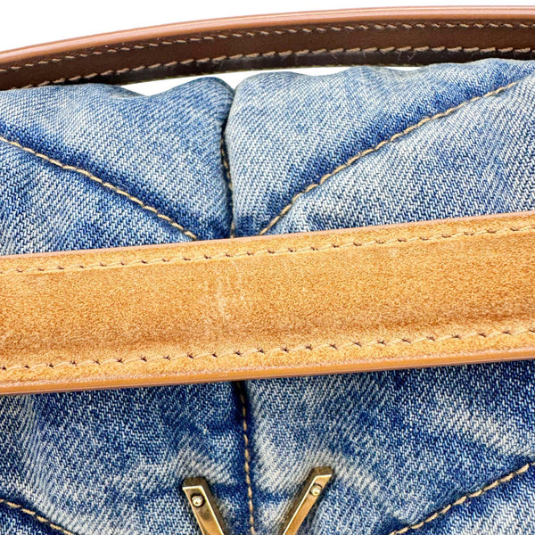 YVES SAINT LAURENT Loulou Puffer Quilted Denim Shoulder Bag Blue