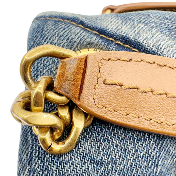 YVES SAINT LAURENT Loulou Puffer Quilted Denim Shoulder Bag Blue