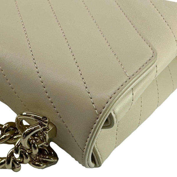 CHANEL Coco Flap Chevron Stitched Leather Shoulder Bag Beige