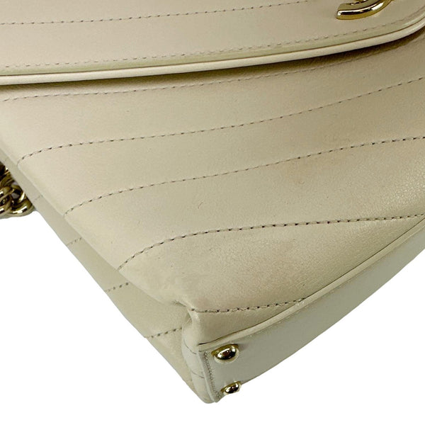 CHANEL Coco Flap Chevron Stitched Leather Shoulder Bag Beige