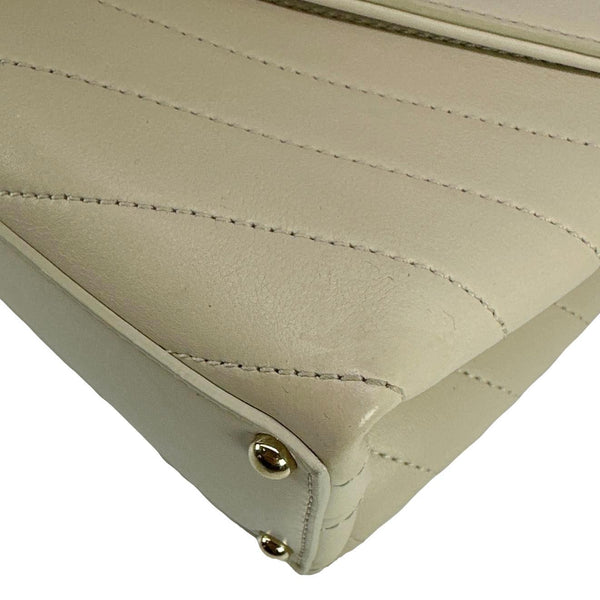 CHANEL Coco Flap Chevron Stitched Leather Shoulder Bag Beige