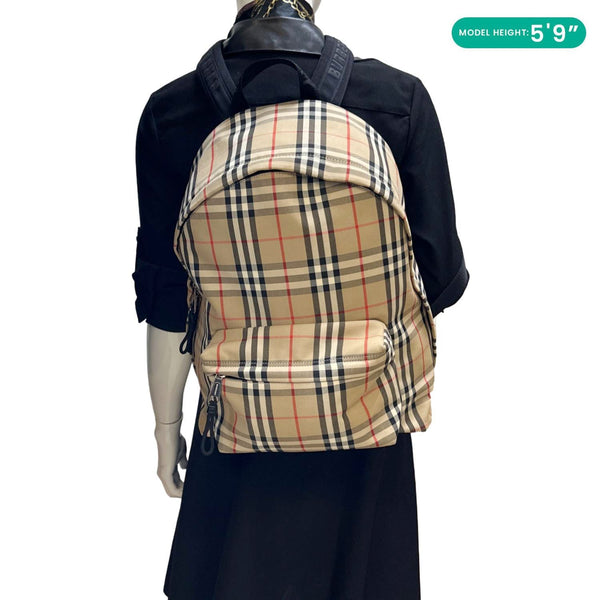 BURBERRY Vintage Check Canvas Backpack Bag Beige