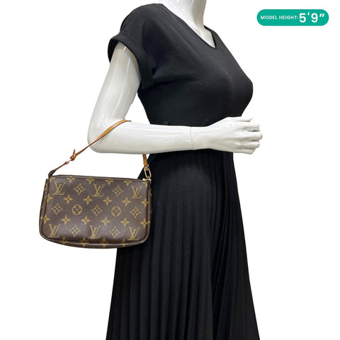 LOUIS VUITTON Pochette Accessoires Monogram Canvas Pouch Brown