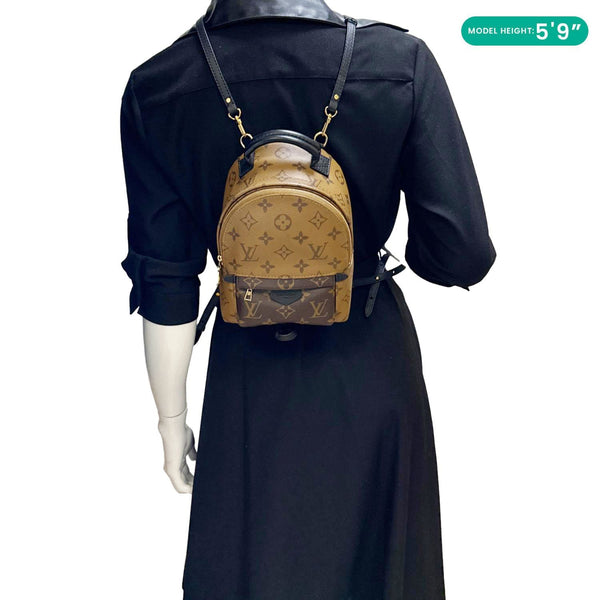 LOUIS VUITTON Palm Springs Mini Monogram Reverse Canvas Backpack Bag Brown