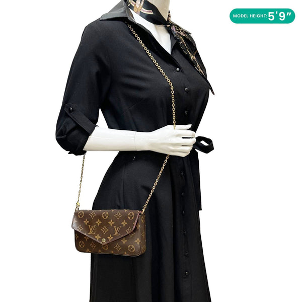 Louis Vuitton Felicie Pochette Monogram Canvas Crossbody Bag Brown
