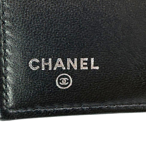 CHANEL Camellia Embossed Lambskin Leather Wallet Black
