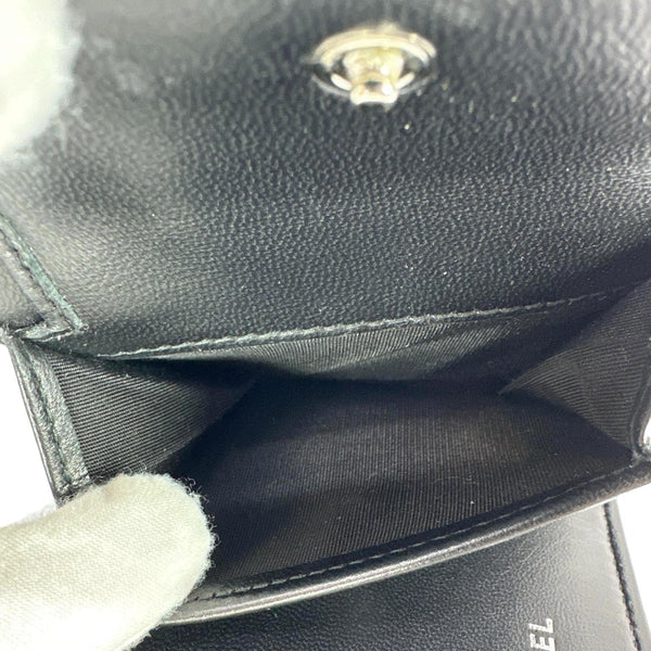 CHANEL Camellia Embossed Lambskin Leather Wallet Black