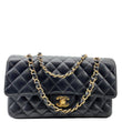 CHANEL Classic Double Flap Quilted Caviar Leather Shoulder Bag Black