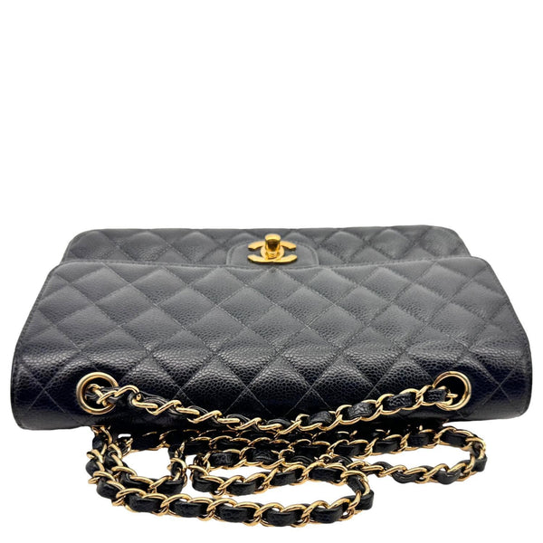 CHANEL Classic Double Flap Quilted Caviar Leather Shoulder Bag Black