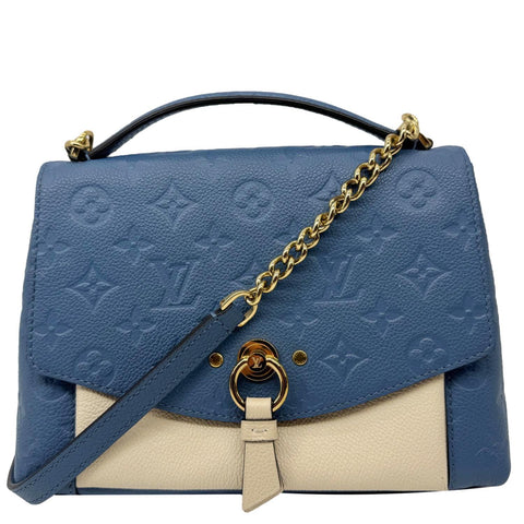 LOUIS VUITTON Blanche BB Monogram Empreinte Leather Shoulder Bag Blue