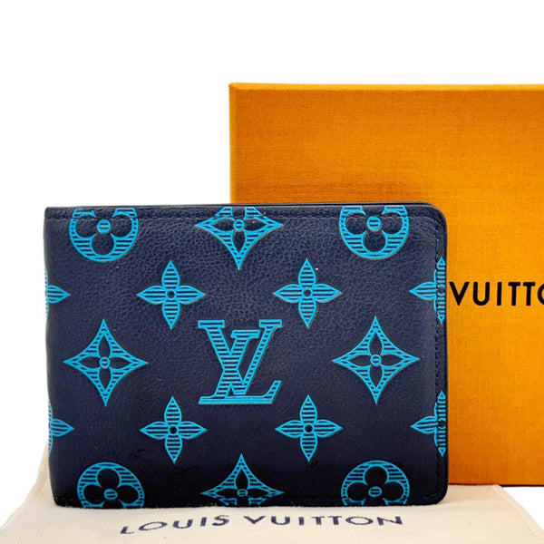 LOUIS VUITTON Multiple Bi-fold Monogram Shadow Wallet Blue