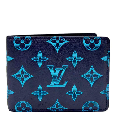 LOUIS VUITTON Multiple Bi-fold Monogram Shadow Wallet Blue