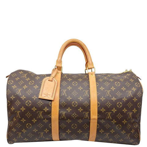 LOUIS VUITTON Keepall 50 Monogram Canvas Travel Bag Brown