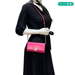 GIVENCHY 4G Logo Calfskin Leather Wallet On Chain Pink