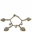 CHANEL Crystal Pearl Heart CC Charm Bracelet Off White