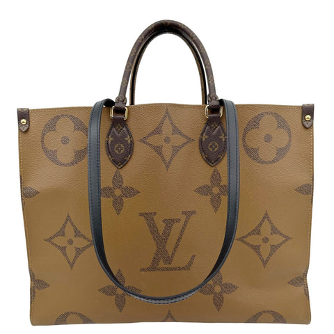 LOUIS VUITTON Onthego GM Giant Monogram Reverse Canvas Tote Bag Brown