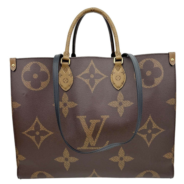 LOUIS VUITTON Onthego GM Giant Monogram Reverse Canvas Tote Bag Brown