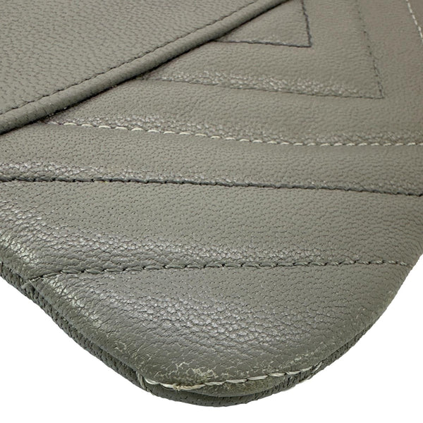 CHANEL Mademoiselle Small Vintage Leather Cosmetic Case Grey