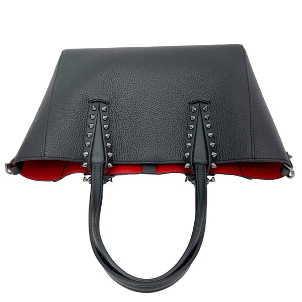 CHRISTIAN LOUBOUTIN Cabata Spikes Mini Grained Calf Leather Tote Bag Black