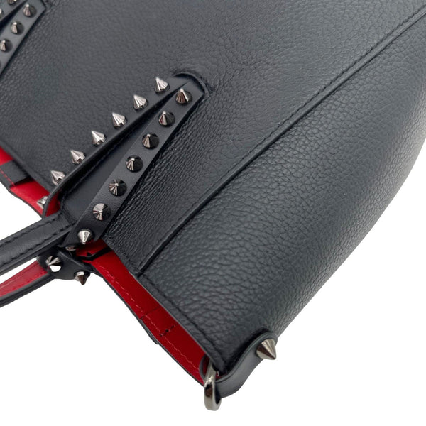 CHRISTIAN LOUBOUTIN Cabata Spikes Mini Grained Calf Leather Tote Bag Black