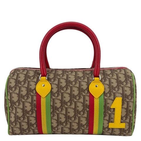 CHRISTIAN DIOR Rasta Monogram Canvas Boston Bag Red
