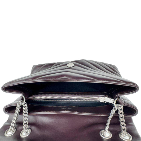 YVES SAINT LAURENT Loulou Medium Quilted Leather Crossbody Bag Burgundy