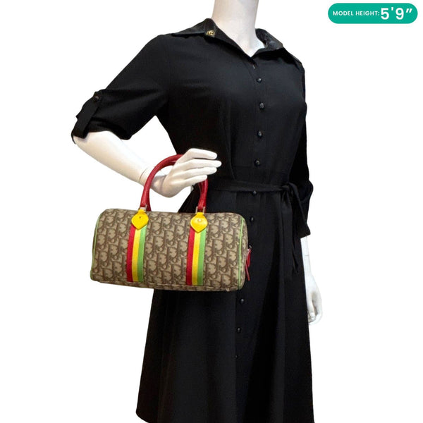 CHRISTIAN DIOR Rasta Monogram Canvas Boston Bag Red