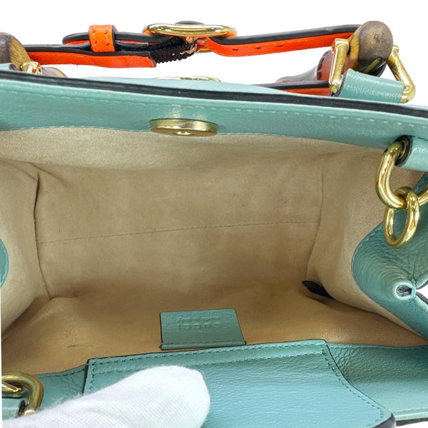 GUCCI Diana Bamboo Mini Leather Tote Bag Green 655661