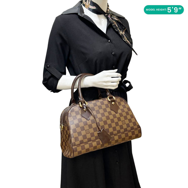 LOUIS VUITTON Duomo Damier Ebene Satchel Bag Brown