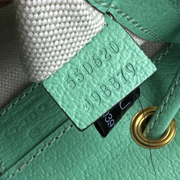 GUCCI Ophidia Mini Leather Bucket Bag Green 550620